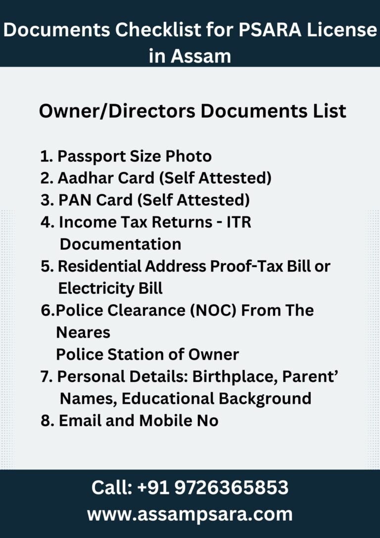 Documents Required for PSARA License in Assam